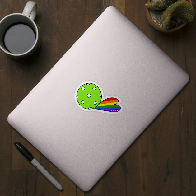 Pickleball with Rainbow Heart Shadow by PIKL-LOVE